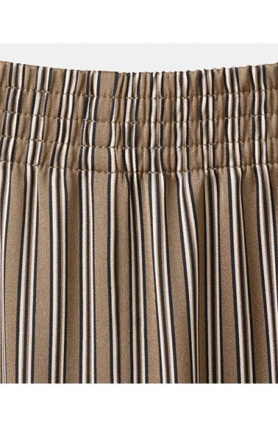 Mango Stripe Satin Pants In Brown