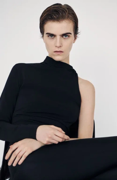 Mango One-shoulder Turtleneck Top In Multi