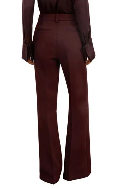 Reiss Womens Burgundy Lily Flared-leg Button-embellished Stretch Wool-blend Trousers