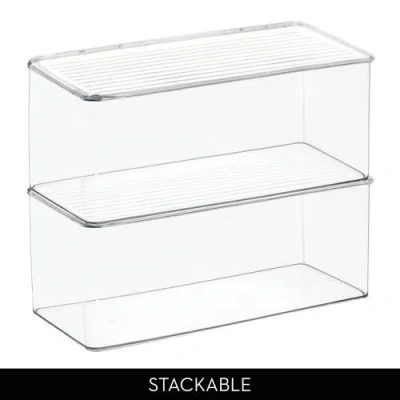 Idesign Stackable Hinged-lid Storage Box In White