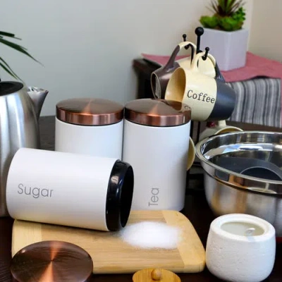 Megachef Essential Kitchen Storage 3-pc. Canister In White