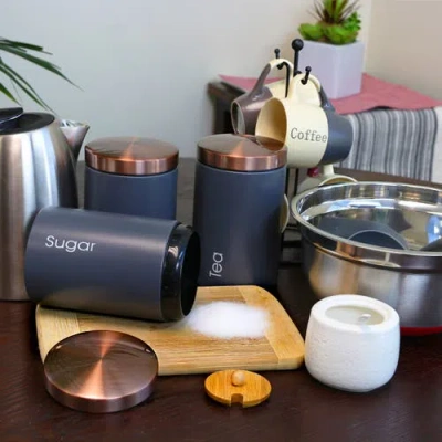 Megachef Essential Kitchen Storage 3-pc. Canister In Black