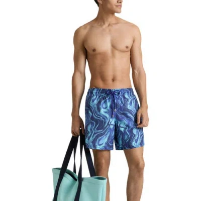 Vilebrequin Drawstring Patterned Swim Shorts In Blue