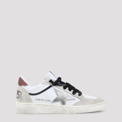 Golden Goose Ball Star Leather Upper Suede Toe And Spur Laminated Star Waxed Suede Heel Sneakers White