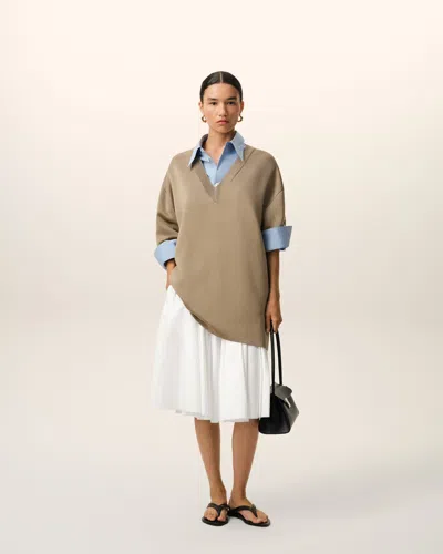 Ami Alexandre Mattiussi Ami Paris Cotton Midi Corolla Skirt In White