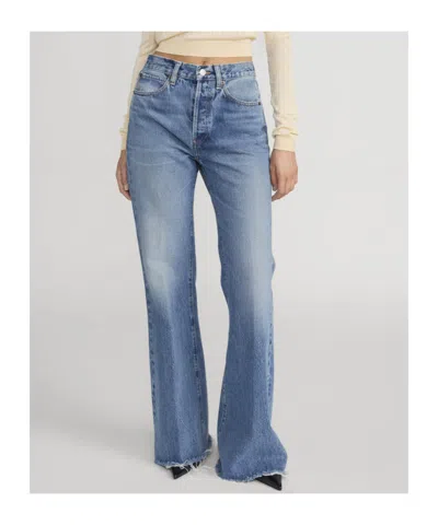 Frame The Lax Distressed Flared-leg Denim Jeans In Blue