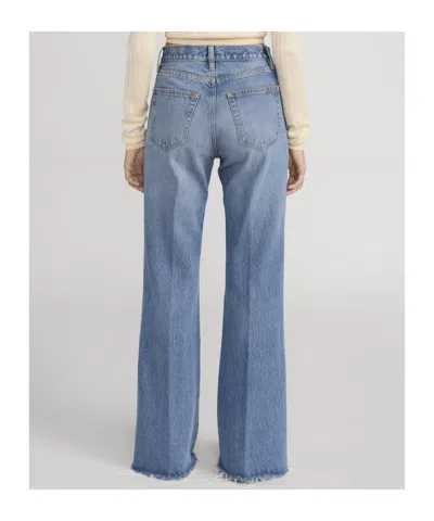 Frame The Lax Distressed Flared-leg Denim Jeans In Blue