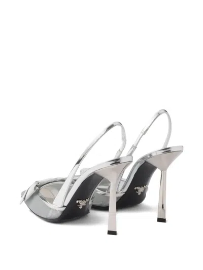 Prada Leather Slingback Pumps In White