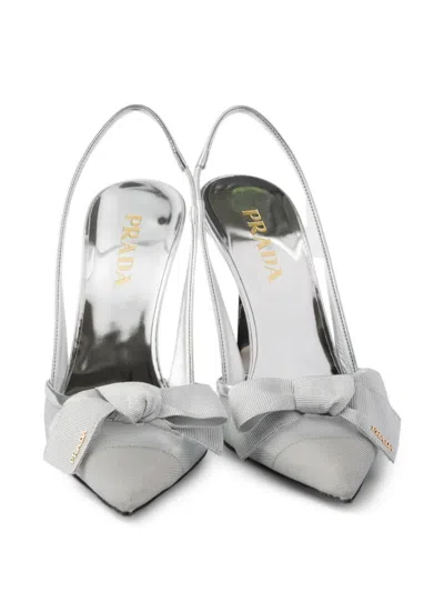 Prada Leather Slingback Pumps In White