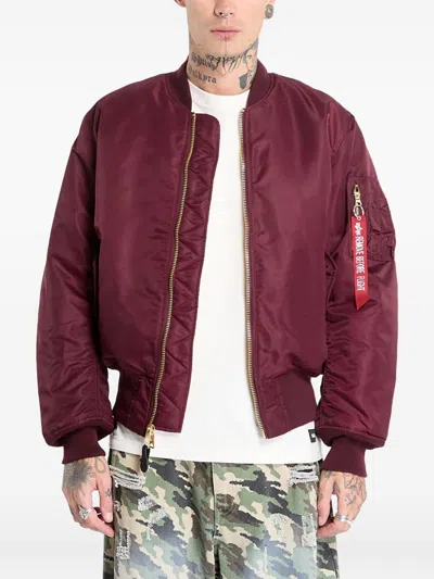 Alpha Industries Ma Tt Light Nylon Flight Jacket In Red