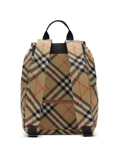 Burberry Check Backpack In Brown