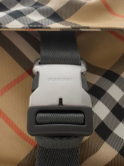 Burberry Check Backpack In Brown