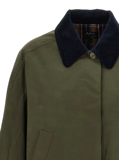 Apc Cropped Boxy Jacket With Button-up Front In Green