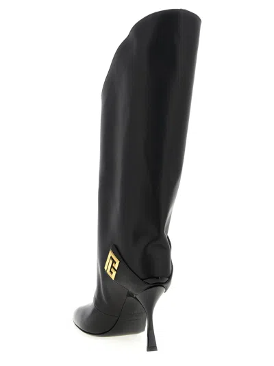 Balmain Twist Heeled Leather Boots In Black