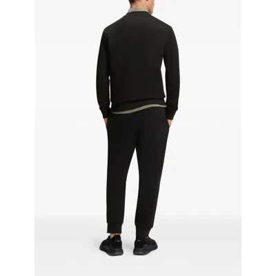 Hugo Boss Tonal-logo Sweatshirt In Stretch Cotton In Black