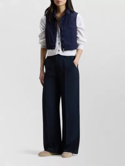 Woolrich Sleeveless Jacket High Collar Multiple Pockets In Blue