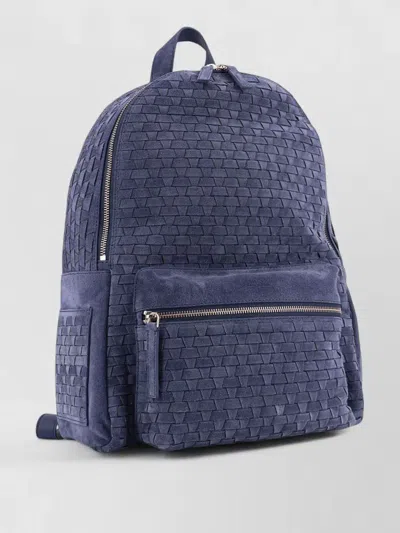 Orciani Suede Backpack Woven Texture Leather Handle