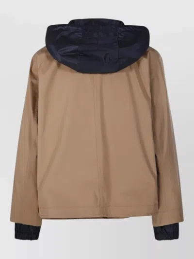 Herno Hooded Jacket Two Tone Design In Neutral