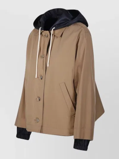 Herno Hooded Jacket Two Tone Design In Neutral