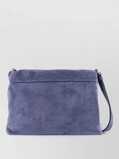 Orciani Suede Messenger Shoulder Bag Adjustable Strap In Blue