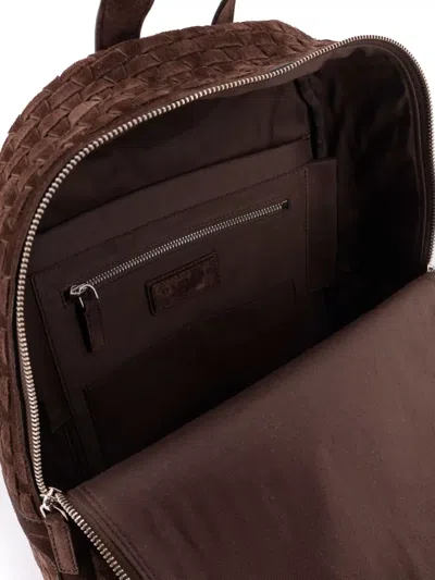 Orciani Suede Backpack Featuring Woven Texture Design In Brown