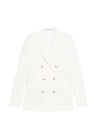 Tagliatore Double Breasted Jacket Structured Front Pockets In White