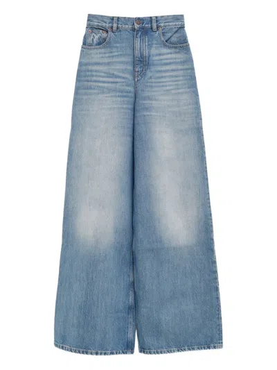 Chloé Wide-leg Denim Jeans With High Waist And Five-pocket Design In Blue