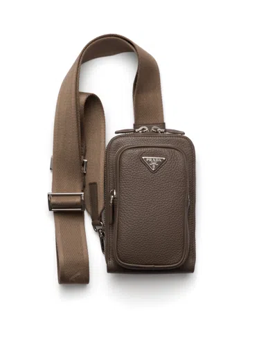 Prada Leather Smartphone Case In Brown