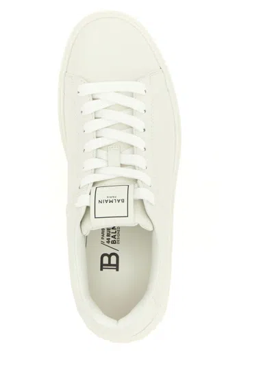 Balmain B-court White Low Top Sneakers With Logo Patch On The Tongue In Leather Man In Multi