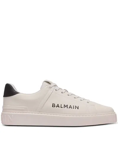 Balmain Calfskin Logo Motif Lace-up Sneakers With Black Heel Counter In Multi
