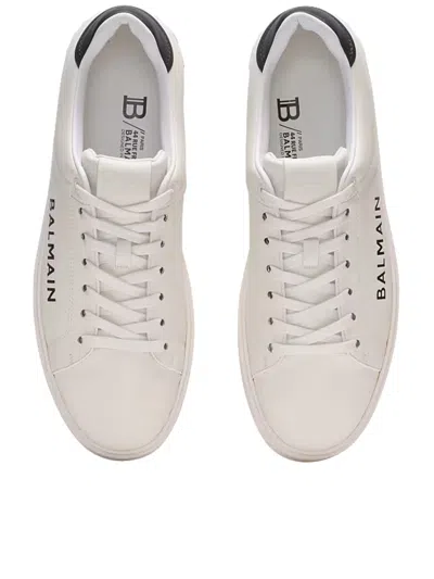 Balmain Calfskin Logo Motif Lace-up Sneakers With Black Heel Counter In Multi