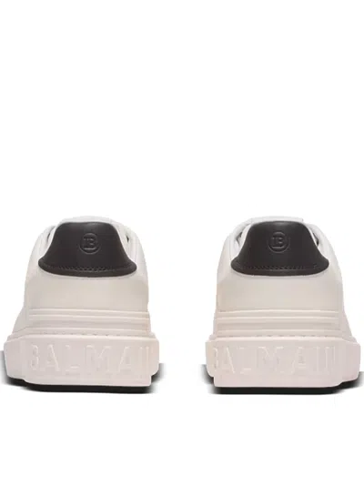 Balmain Calfskin Logo Motif Lace-up Sneakers With Black Heel Counter In Multi
