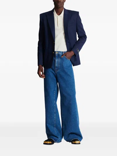 Balmain Polo Shirt Short Sleeves Ribbed Cuffs Collar In White