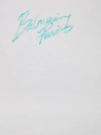 Balmain Mini Cropped T-shirt With Statement Print In White