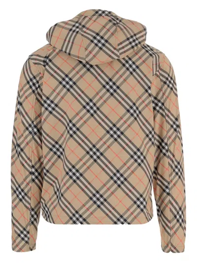 Burberry Check Printed Polyester Windbreaker In Multi