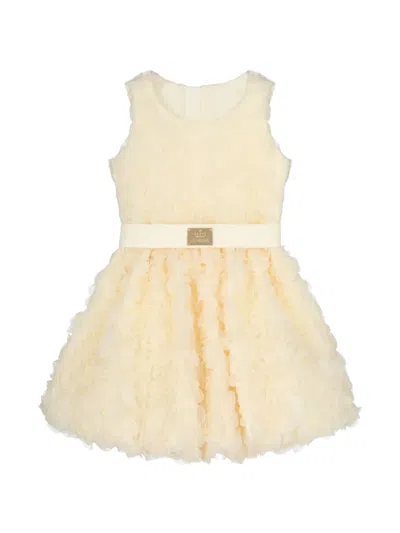 花卉贴花束腰连衣裙