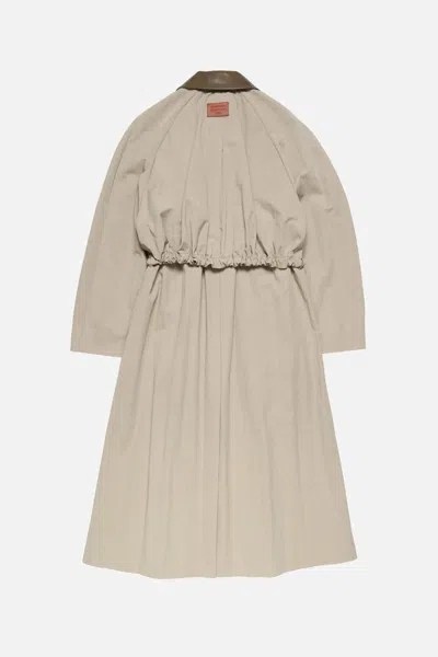 Acne Studios Belted Leather-collar Coat In Neutral