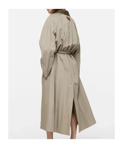 Acne Studios Belted Leather-collar Coat In Neutral