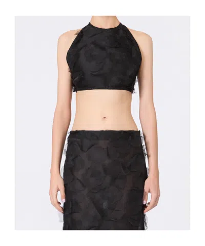 Max Mara Mxsfumetto Crop Top With Cut-out In Black