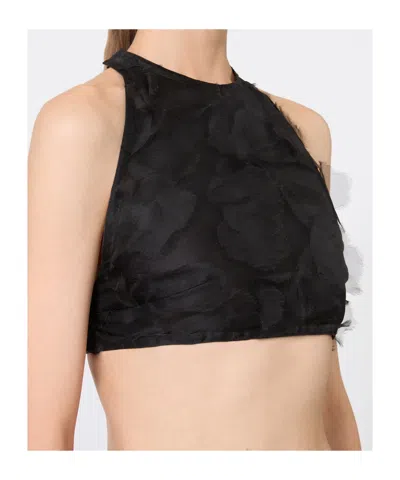Max Mara Mxsfumetto Crop Top With Cut-out In Black