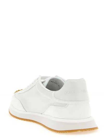 Dolce & Gabbana Men White Low Top Sneakers With Logo Patch On Tongue And Side In Leather Man