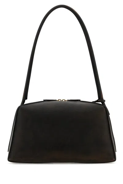 Alaïa Le Bouledogue Bowling Shoulder Bag In Nubuck Leather In Black
