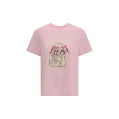 Ganni Graphic Print Crew Neck Short Sleeve Top In Multi