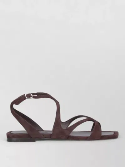 Jimmy Choo Ayla Brown Sandals With Square Toe And Ankle Buckle Closure In Suede Woman