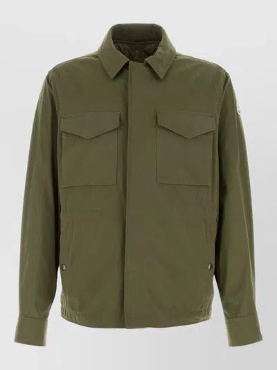 Moncler Raquille Jacket Polyester Blend Collared Design In Green