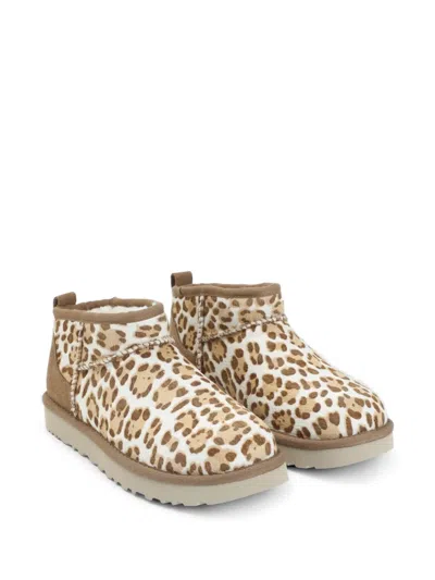 Ugg Leopard Print Mini Boots In Neutral