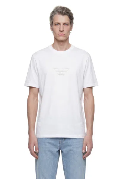 Emporio Armani Asv Domed Logo Pima-jersey T-shirt In White