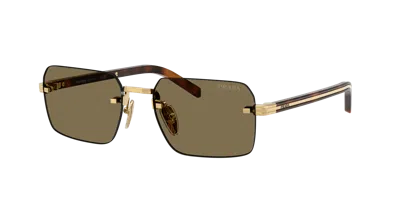 Prada 0pr D55s Rectangular Rimless Sunglasses In Green
