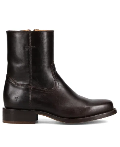 Frye Campus Suede Plain Toe Zip Boot In Brown