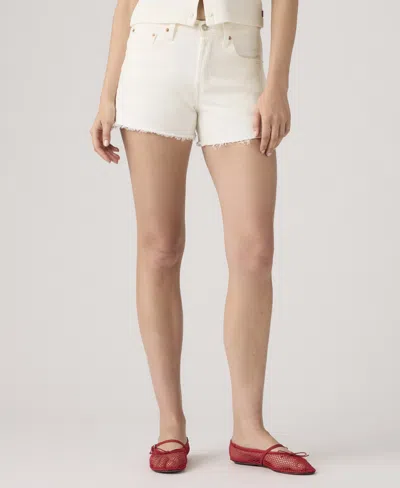 Levi's White Cotton Polyester Elastane Shorts In White